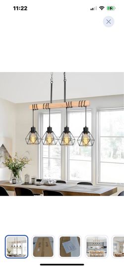 “New”modern 4 light  wood beam chandelier