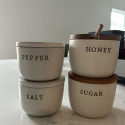 Ceramic Storage Containers (Salt, Pepper, Honey, And Sugar)