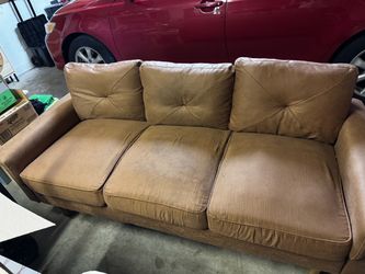 Brown 3-Seat Upholstered Sofa