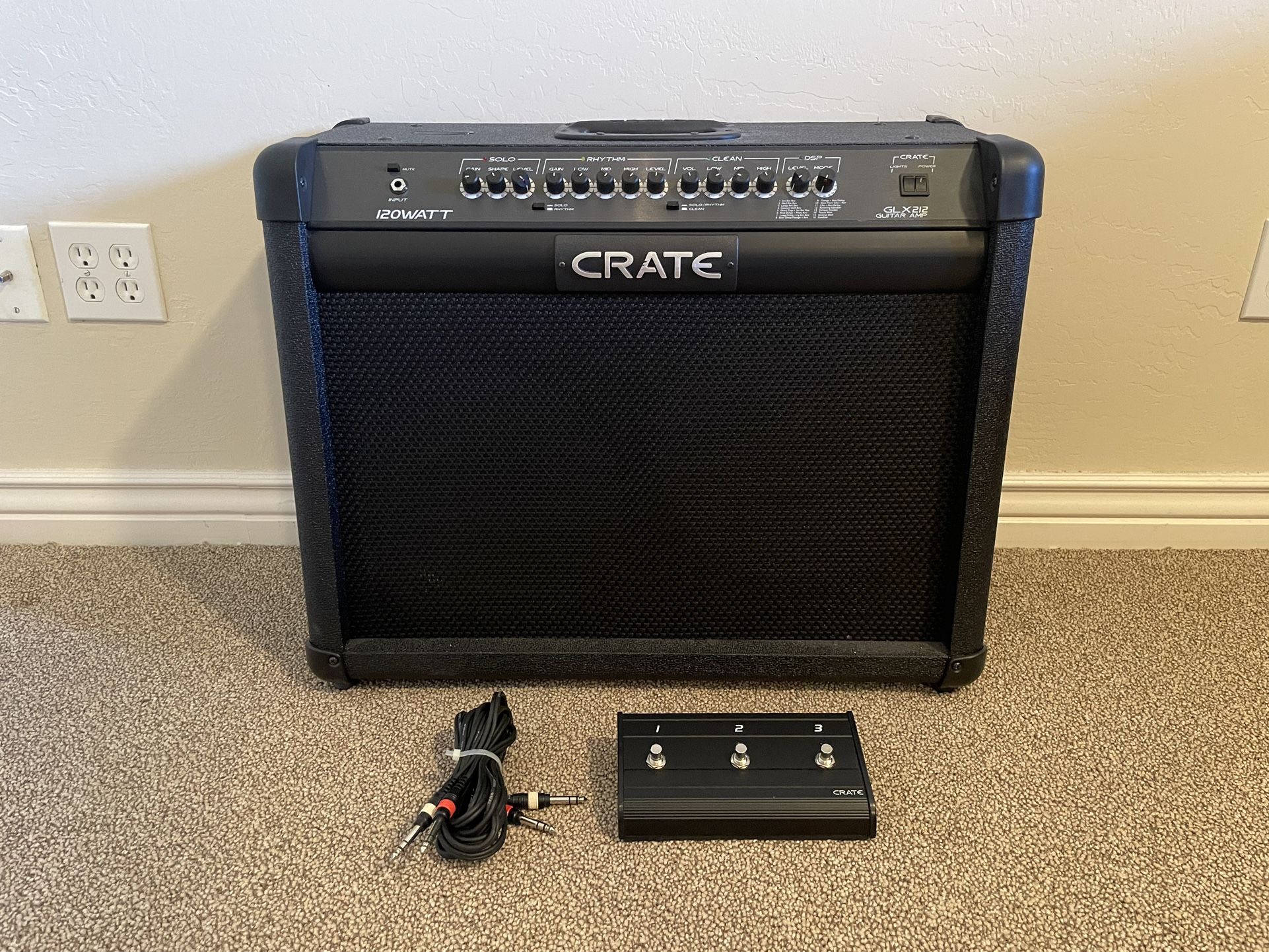 CRATE ‘GLX212’ Black 3-Channel 120W Guitar Combo Amp w/ Foot Switch