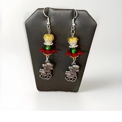 Handmade Christmas Snowman Dangle Earrings Beaded Joy Charm Holiday Festive