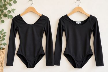 Girls Capezio Black Long Sleeve Leotard Size Medium