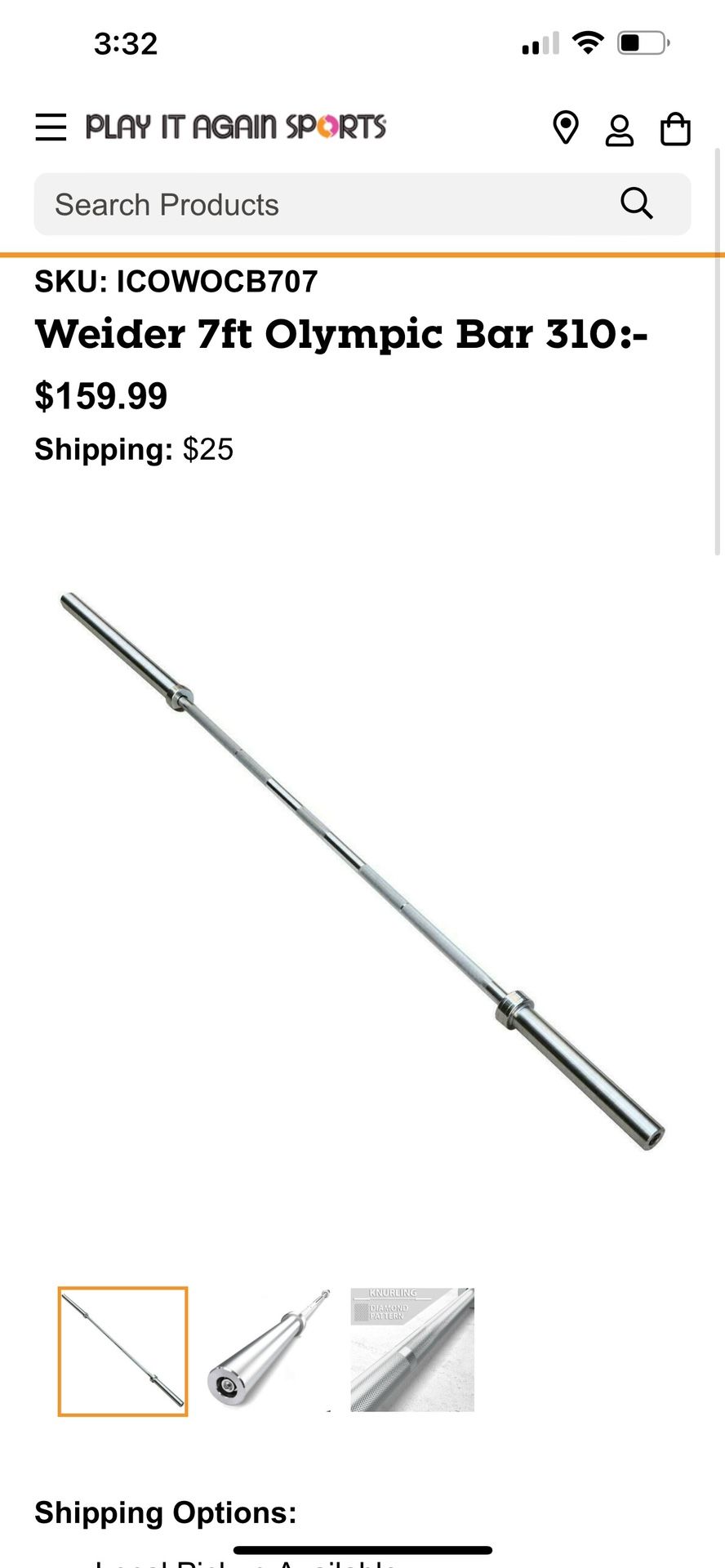 7 Foot Olympic Barbell With Wire Collars