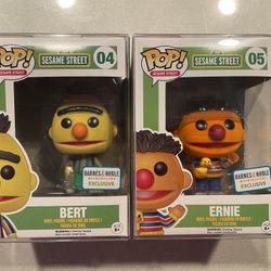 Flocked Bert & Ernie Funko Pop Set *VAULTED* Barnes & Noble Exclusive Sesame Street 04 05 protector Animation Television Cartoon Elmo Muppets