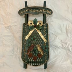 Vintage Metal Christmas Sled Decoration - 23” x 12” - Excellent Condition