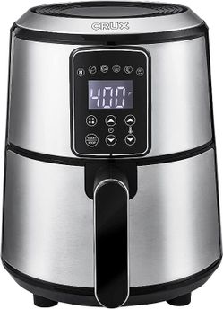 Crux 3QT Digital Air Fryer, Faster Pre-Heat, No-Oil Frying, Fast Healthy Evenly Cooked Meal Every Time, Dishwasher Safe Non Stick Pan and Crisping Tra