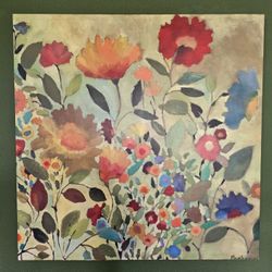 Huge Floral Art Decor Picture 35" Square Print On Canvas