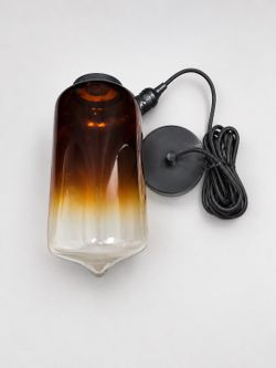 Modern Amber Glass Pendant Light – Black Cord & Ceiling Mount