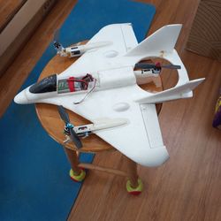 Horizontal take off, hover and fly RC plane.