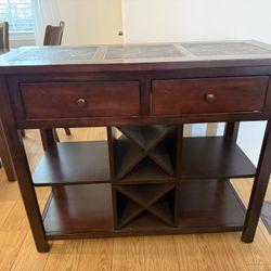 Dark Cherry Solid Wood Buffet / Wine Server Table Unit Console Hallway living room
