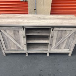 Gray Weathered Barn Door Media Stand / Media Console / TV Stand / TV Console