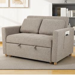 Offer me proce- Brand New 48.5” Convertible Sleeper Sofa – Assembled – Brown