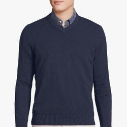 Lands' End Men's 2 ply 100% Cashmere V-Neck Sweater