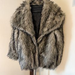 Women's Faux Fur Jacket Fluffy Winter Coat Collar Long Sleeve Open Front Oversized Shaggy Jackets with Pocket