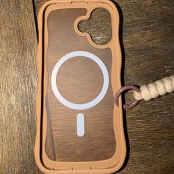 Brown phone case with detachable string