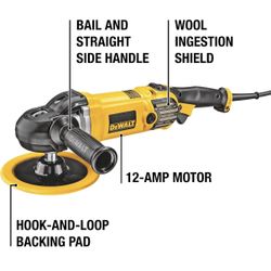 DEWALT Buffer Polisher, 7-in-9-in Variable Speed Dial Car Buffer (DWP849X) 