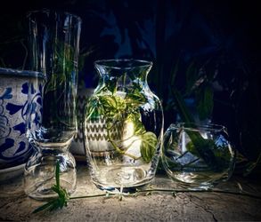 Mid-Century Modern MCM Assorted Clear Glass Vases - Set Of 3 (Like New)
