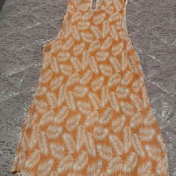 Nwt Womens Small Above And Behind Ribbed Orange Palm Tropical  Long Tank Top 