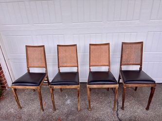 Set of 4 1966 Leg-O-Matic Cane Back Folding Chairs