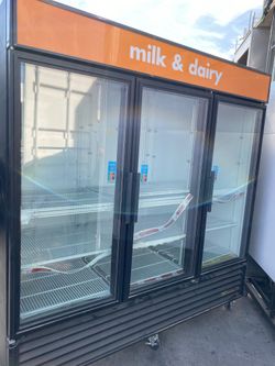 Three glass door refrigerator