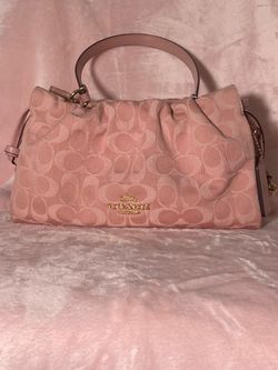 Coach pink denim faye shoulder bag
