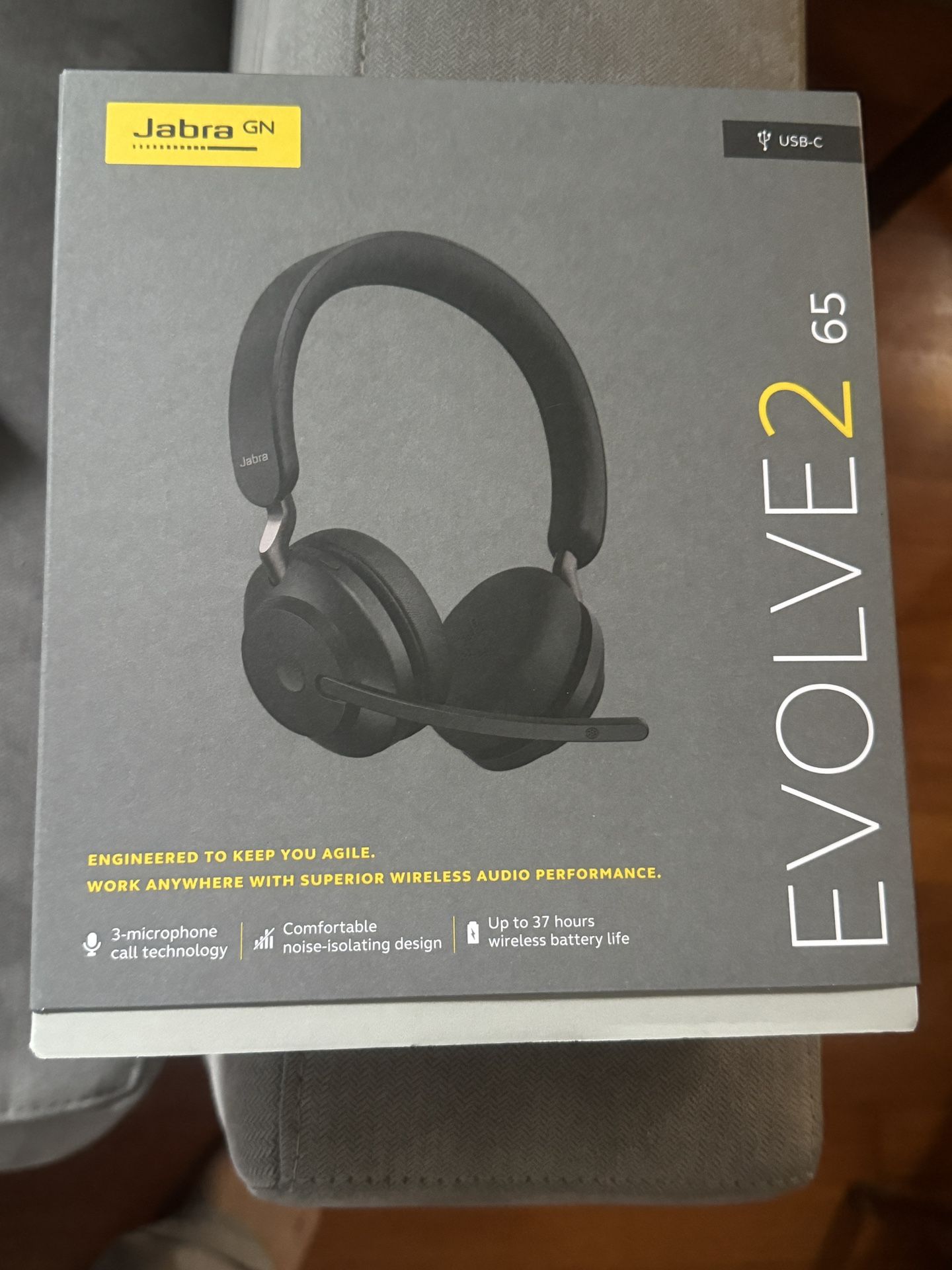 Jabra Evolve2 65 USB-C Link380C Black Wireless Headset Headphones W Mic Bluetooth