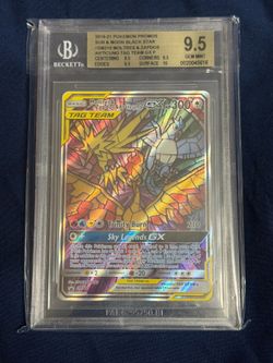 2016 Pokémon Sun & Moon Black Star Promo Moltres & Zapdos & Articuno Tag Team GX (Promo) BGS 9.5