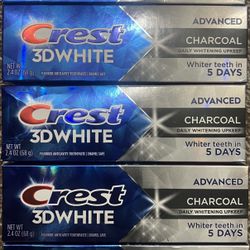 Set of (5) Crest 3D White Advanced Charcoal Whitening Toothpaste  Brighten your smile with Crest 3D White Advanced Charcoal Whitening Toothpaste. This