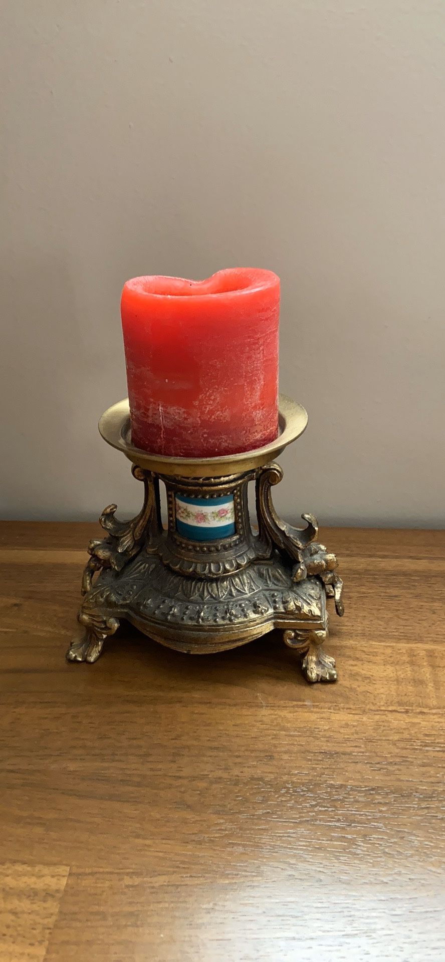 Stunning, Heavy Brass Pillar Candle Holder