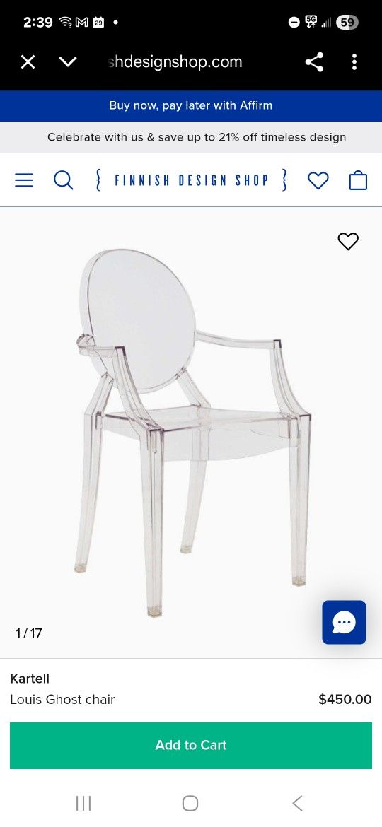 Kartell Louis Ghost Armchair - iconic chair designed by Phillip Starck in 2002