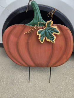Large Metal Fall Harvest Halloween Pumpkin Decor