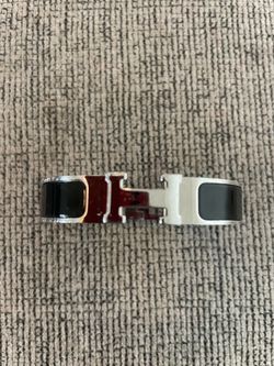 Authentic Hermès Clic H Bracelet Black Enamel Palladium (2x2.5in)