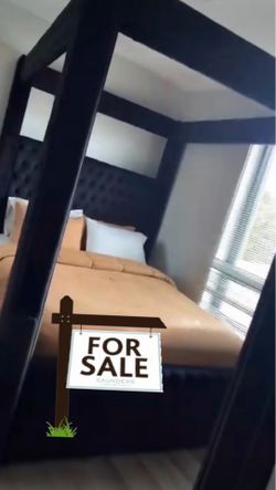 Black Queen Size Velvet Canopy Speaker Bed Frame MUST PICK UP & DISASSEMBLE!!