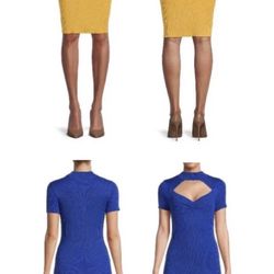 Lady Beautiful Sexy Blue Or Yellow Sweater Dress - Size Mediun