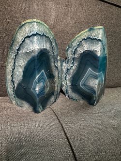 Blue Geode Bookends
