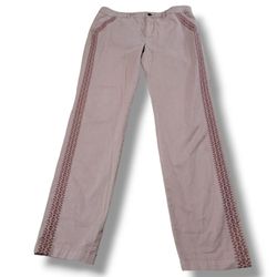 Garnet Hill Pants Size 8 W34" x L32" Casual Chino Pants Straight Leg Embroidered Embroidery Measurements In Description 