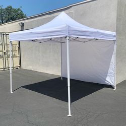 (New) $109 Heavy-Duty Ez Popup Canopy 10 x 10 FT with (1 Sidewall, Carry Bag)