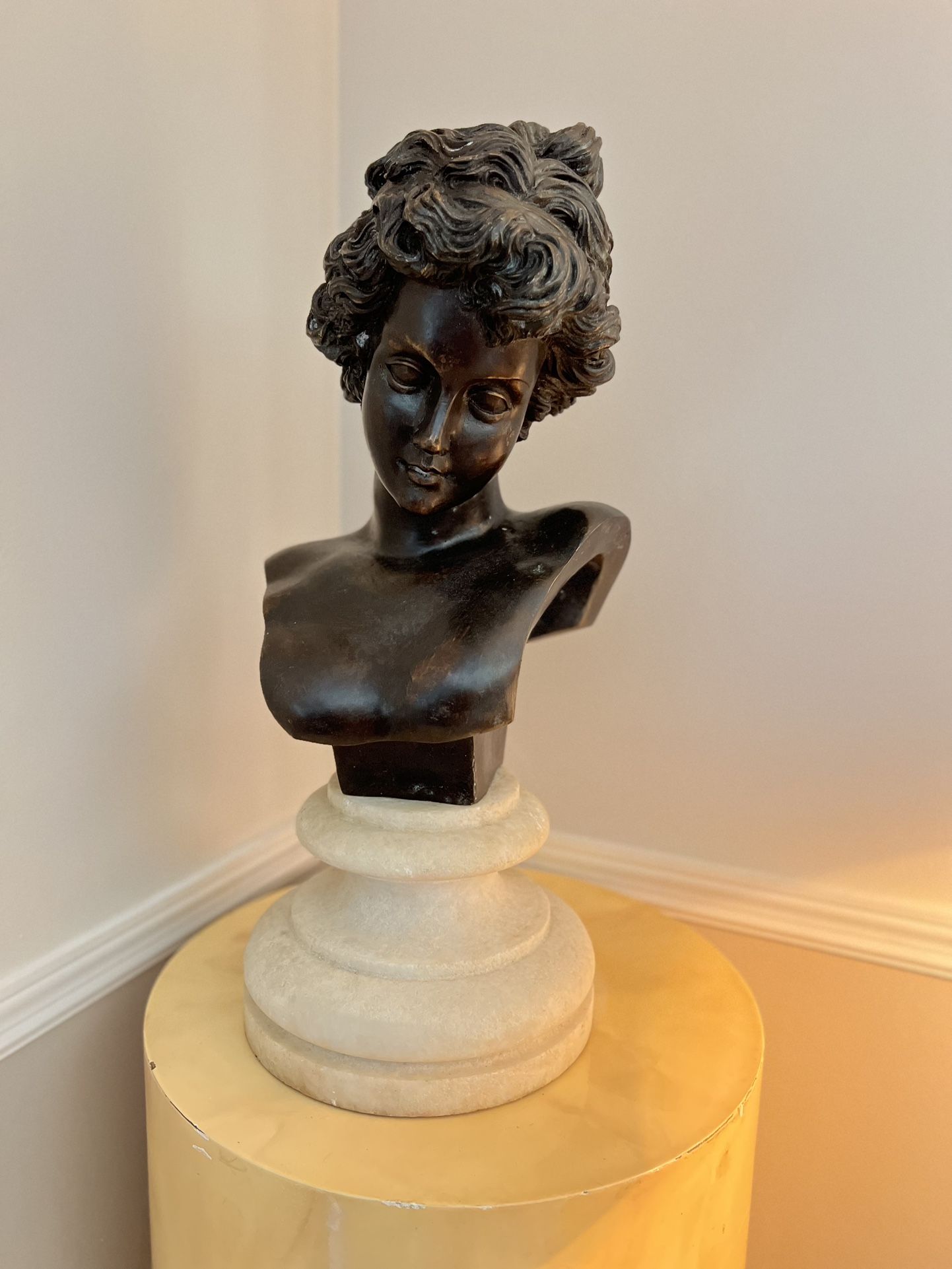 Antique beautiful Lady Bust Sculpture with marble base and stand luxurious statue