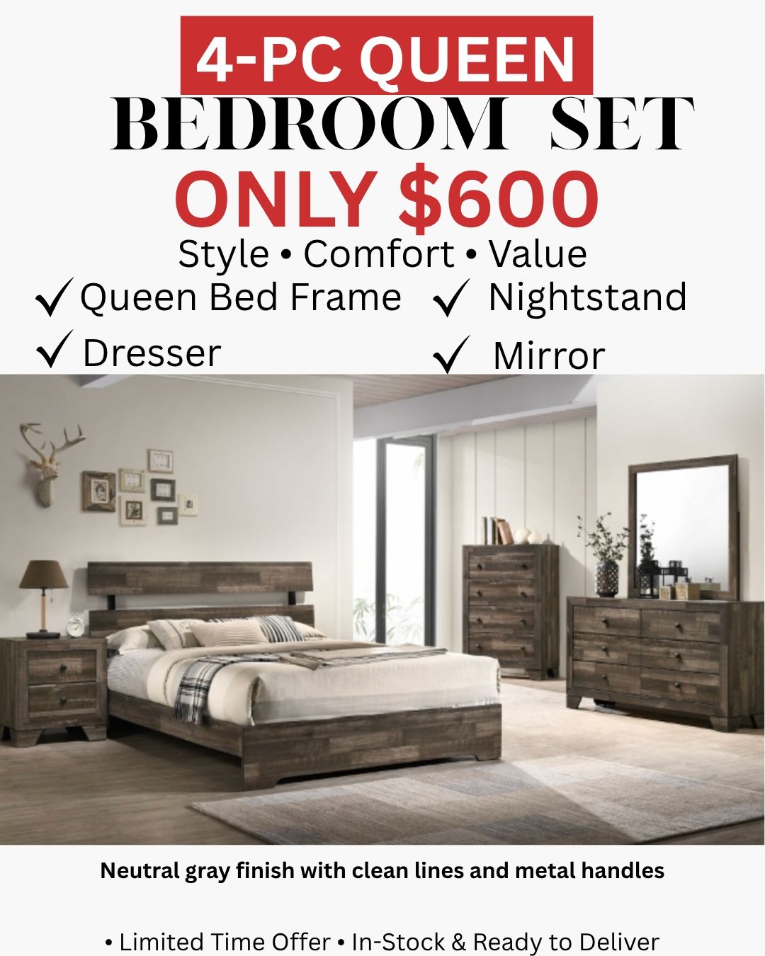 4 Pc Queen Bedroom Set