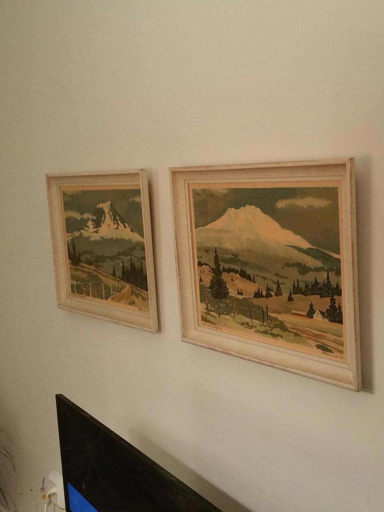 Midcentury paintings pair