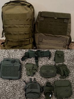 Tasmanian Tiger Molle Backpack (olive green) & Tactical 5.11 hydration backpack with extra pouches & extras