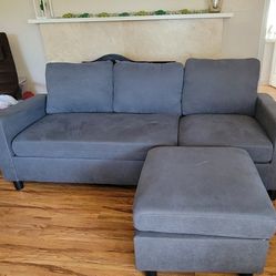 Blue Couch With Ottoman 78inch