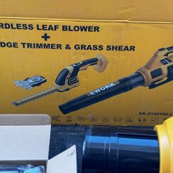 EWORK 2-in-1 Cordless Leaf Blower & Hedge Trimmer Combo 2x3.0Ah Fast Charger