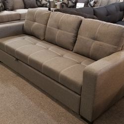 Brand New Gray Linrn Sofa Bed (Sofa: 85" x 32" x 33"H ; Sofa w/ Pull-out Bed: 85" x 57" x 33"H)