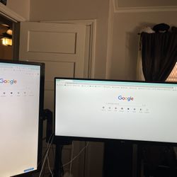 2 Monitors With Desk Mount LG 29WN600 HP V242h
