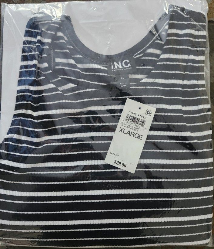 I.N.C. Tank Top ODA Stripe Black XL