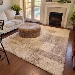 Large Cream High-Pile Shag Area Rug 10’ x 8’