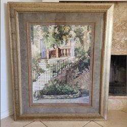 39x47 Courtyard In Provence Framed Artwork 