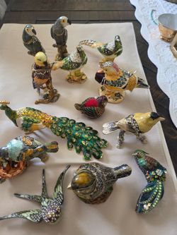 Jeweled Enamel Bird Figurine Collection