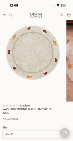 NWT Lorena Canals Washable Round Rug Chanterelle 4’ 7” Diameter For Kids Bedrooms/Nursery’s/Living Areas/Ect